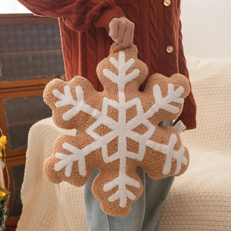 Christmas Day Plush Decor Pillow Stuffed Wreath Snowflake White Red Round Candy Soft Seat Cushion Party Prop Decor Gift