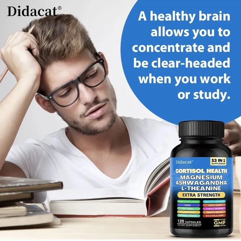 Corti-Soothe Cortisol Capsules Magnesium Ashwagandha Lower Stress Stabilize Mood Support Adrenal Health & Restful Sleep