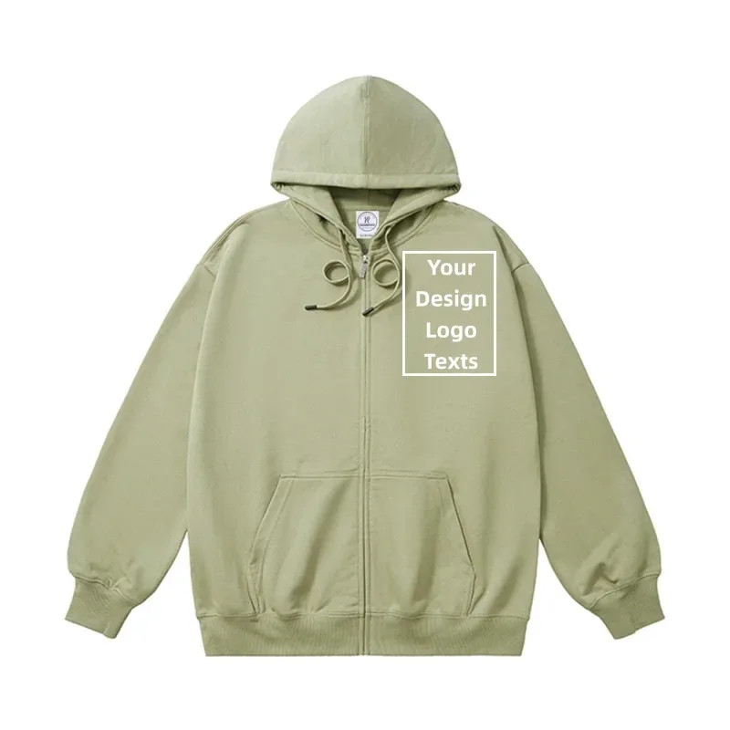 Customized Logo Zipper Hoodies Autumn Winter Fashion Embroidery Company Printed Sweatshirts Men Women Personality Hoody Pullover