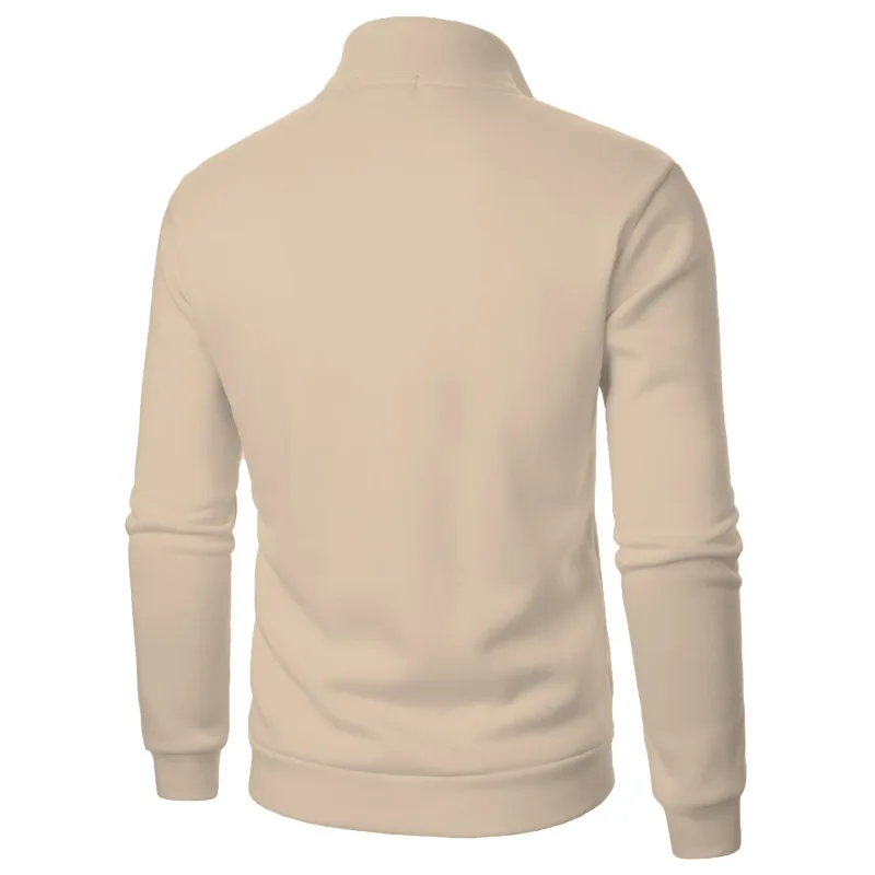 Men's Zip Turn Down Collar Sweatshirts Spring Male Solid Color Loose Pullover Coats BSD-ZW160