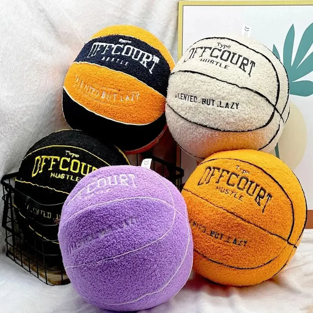 New Soft Offcourt Basketball Pillow Pillow Cushions Fuzzy Basketball Shaped Pillow Pillow Bedroom