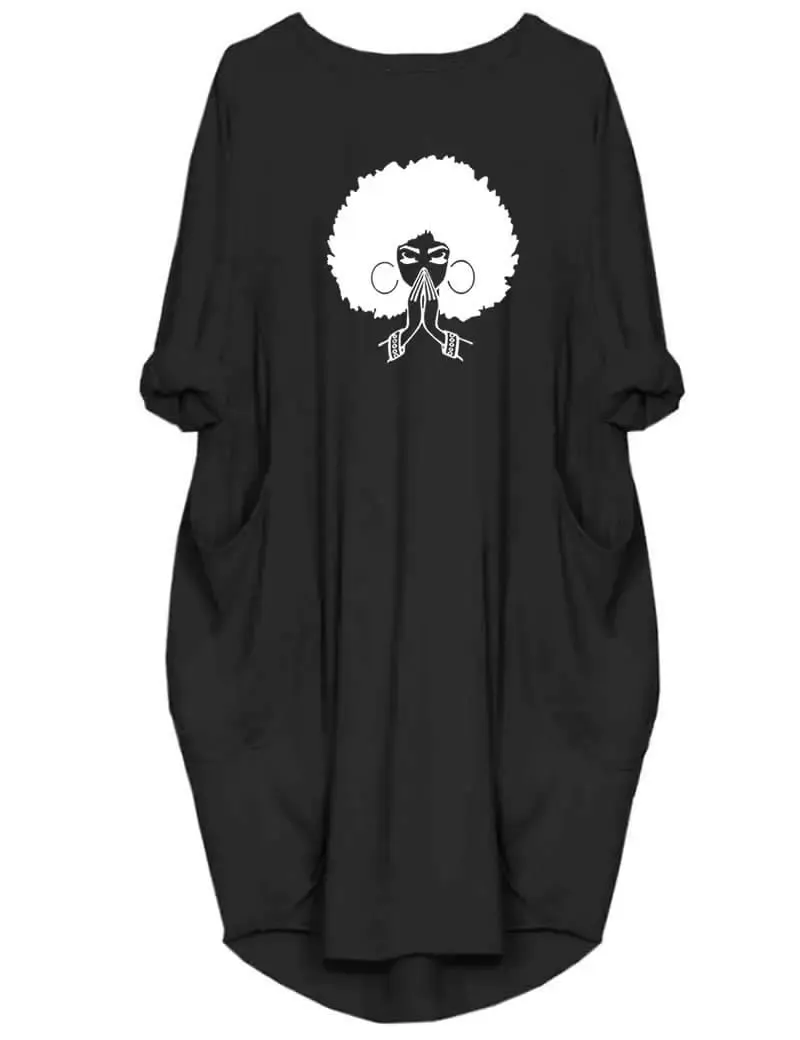 Vestidos informales holgados de talla grande para mujer, de manga corta y cuello redondo, estilo High Street, bolsillos dobles, prendas de vestir exteriores holgadas de gran tamaño