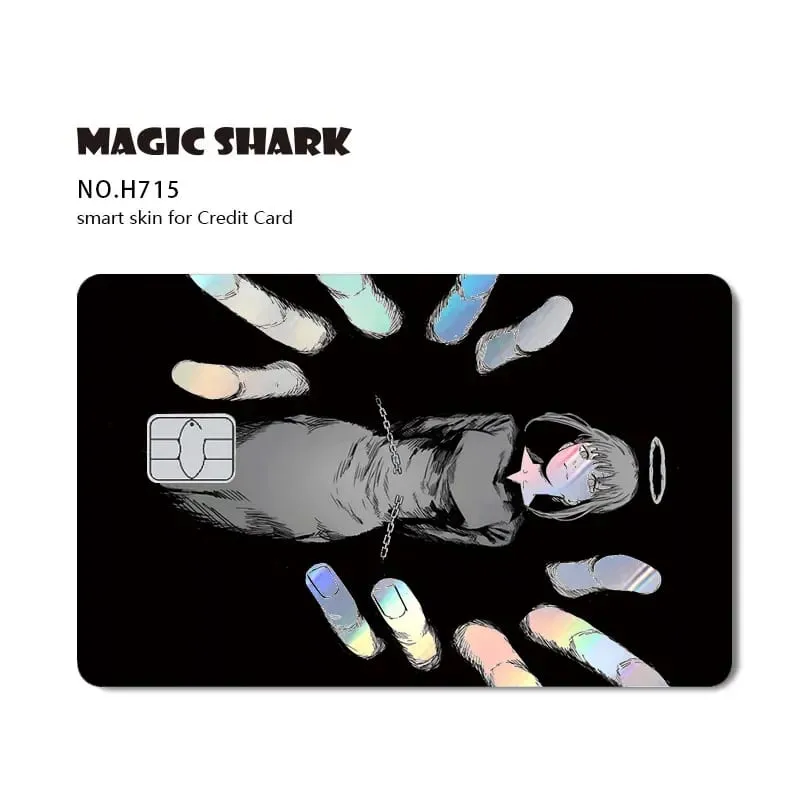 Magic Shark Cool Anime Cool Holographic Laser Shinny Film Skin Sticker Cover for Bank Credit Debit Card