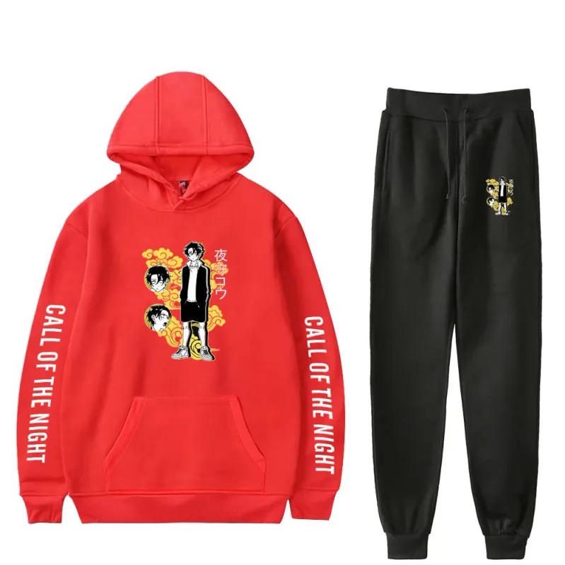 Harajuku Comfortable Call of the Night Print Sweatshirt Sweatpants Suit Hoodies+ Trousers Suit Boys/Girls 2 Piece Set Clothes