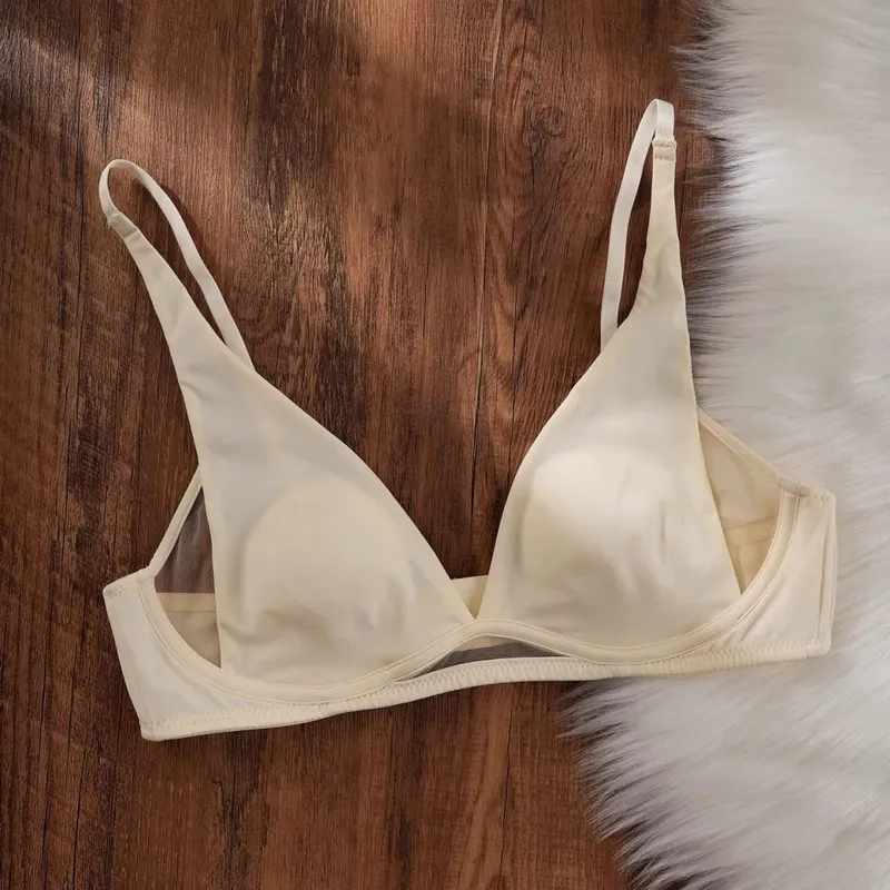 Sexy Deep V Rabbit Ear Bra Wireless Invisible Summer Bra for Women Thin Breathable Comfort Bralette Small Chest No Underwire