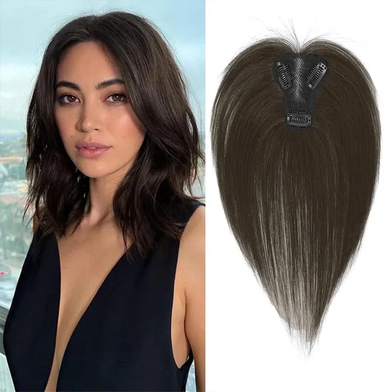 Wig Piece for Women with Bangs Covering Their White Hair and a Thin Invisible Replacement Piece for Their Hair