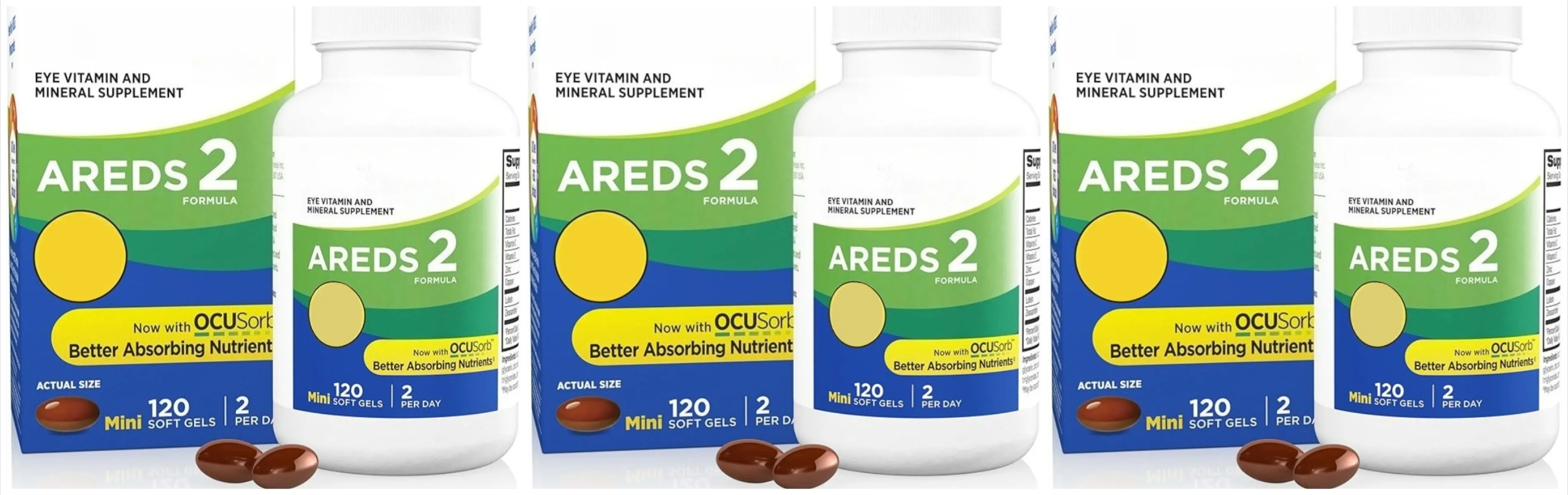 2 Eye Vitamin And Mineral Supplement with OCUSorb Lutein Zeaxanthin Antioxidants 120 Capsules for Vision Health