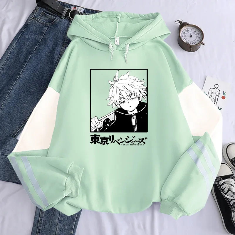 أنيمي طوكيو المنتقمون سنجو كاواراجي مانغا Kawaii غطاء رأس للجنسين عادية Harajuku الرجال النساء المرقعة كم طويل دافئ البلوز