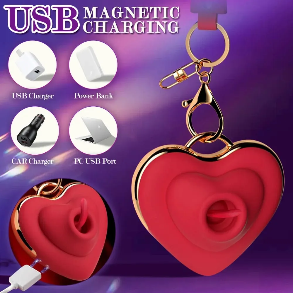 Sex Toys Mini Portable Heart-Shaped Tongue Licking Sucking Massager Powerful G-Spot Clitoral Nipple Stimulator Adult Toy for Women