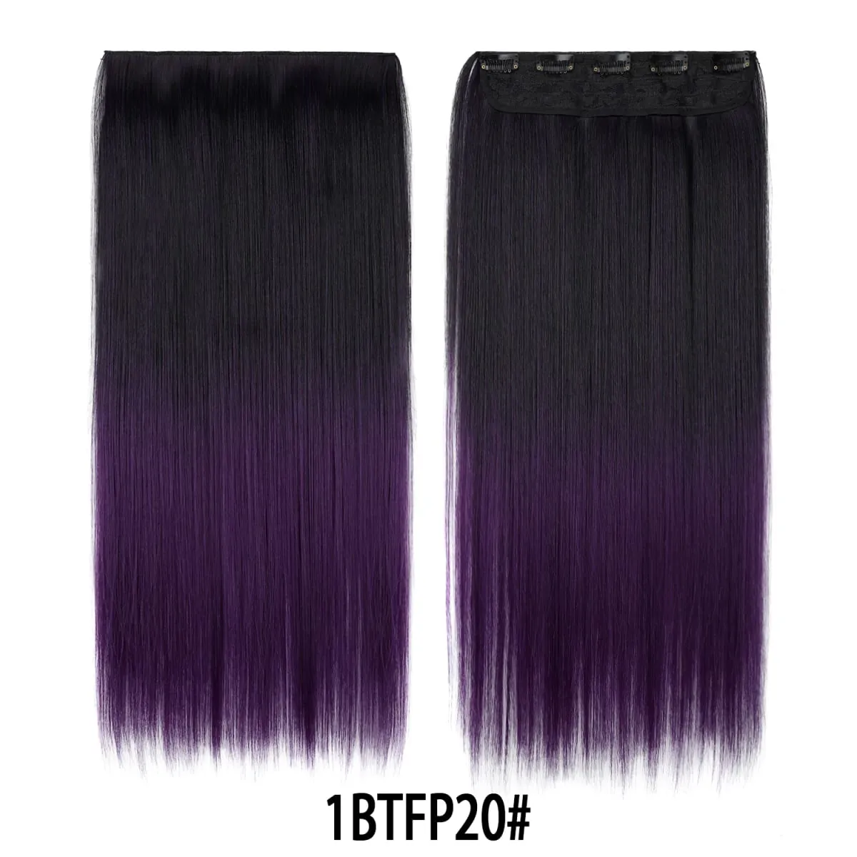 Jeedou Rainbow Hairpieces Clip In Hair Extension One Piece With 5Clips Ombre Color Straight Hair Wig For Girls Halloween Cosplay