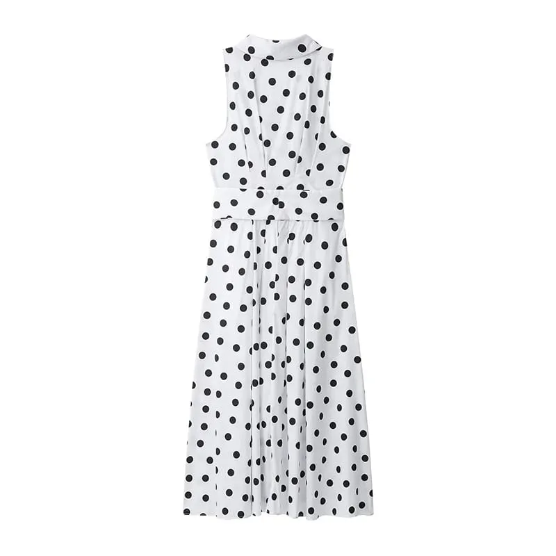Summer New Dress Women's 2026 New Fashion Polka dot Elegant Slim Belt Women's Holiday Long Dress Street Chic Travel Dresses