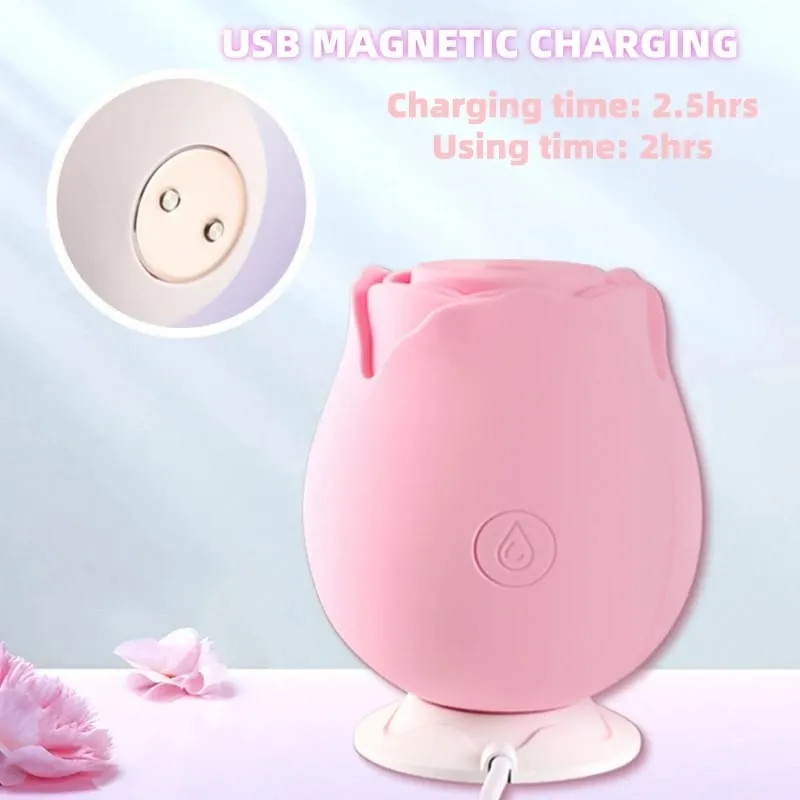 Roseformad vibrator Kroppssäker sexleksak i silikon för kvinnor Vattentät Uppladdningsbar Multi-Speed ​​Vibrationer Diskret vuxenpresent