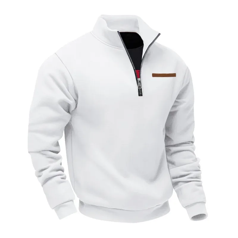 American autumn and winter heavy fleece long-sleeved men's sweater half zipper loose stand-up collar pullover men's sweater