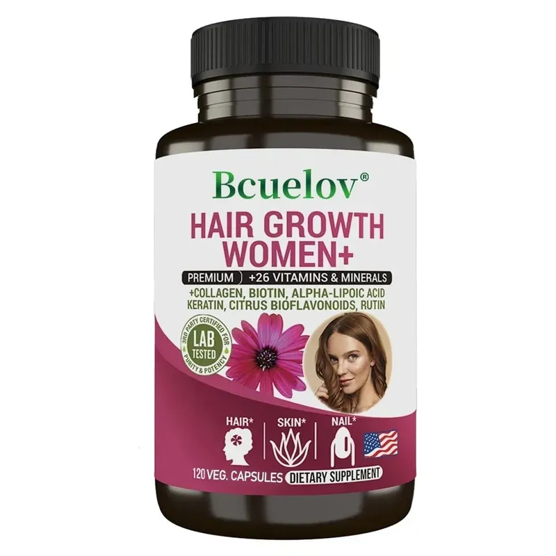 Women Hair Growth Supplement Capsules with Multivitamins Collagen and Biotin for Thicker Fuller Hair Nails and Skin Health