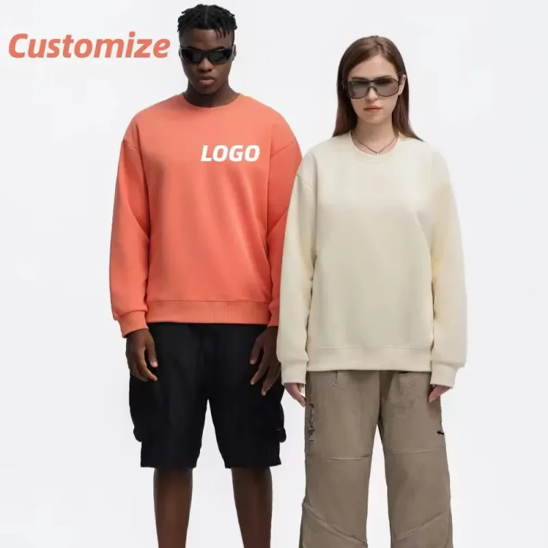 300 grams retro trendy round-neck hoodie stylish and simple casual sportswear shirt custom DTG printed with logo