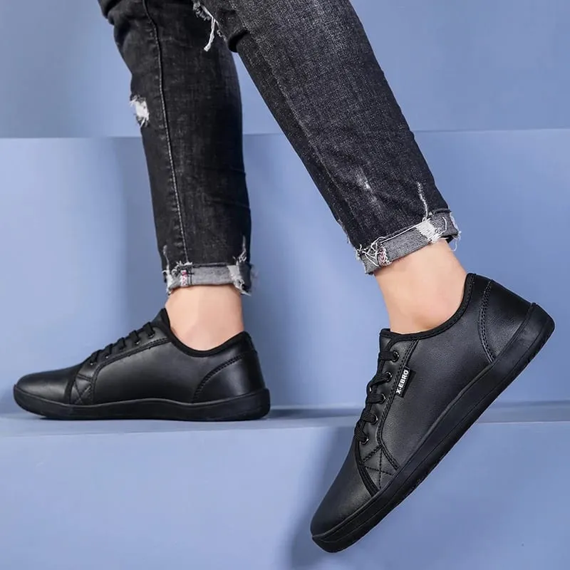 Oiaano Wide Toe Men Minimalist Shoes Comfortable Sneakers Leather Casual Shoes Black Slip On Leisure Loafers Drive Office
