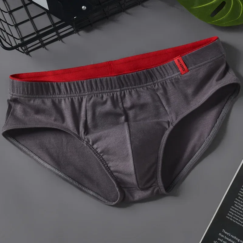 Men Briefs Solid Color Cotton Youth Briefs Waist Comfortable Sexy Explosion Trend Breathable Underwear Sissy Panties
