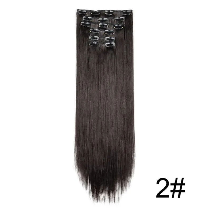 24Inch Synthetic 6pcs/set Long Straight Clip-in Hair Extension Heat Resistant Fiber Hair for Women Hair Accessories