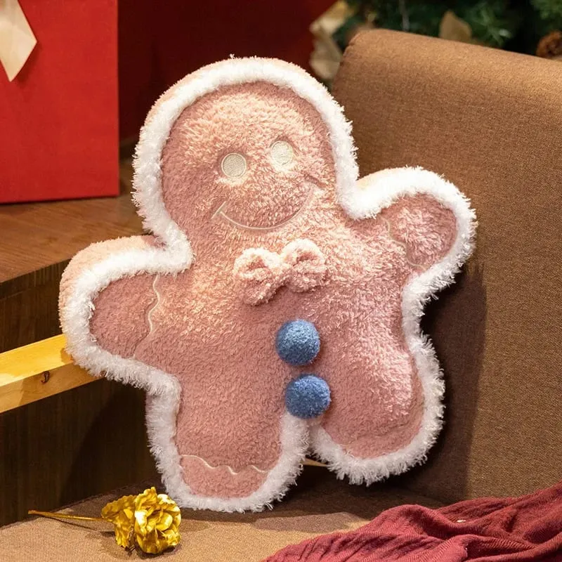Hot Christmas Gingerbread Man Pillow Soft Plush Toy Decoration Funny XMas Plushie High Quality Christmas Birthday Gift Decor