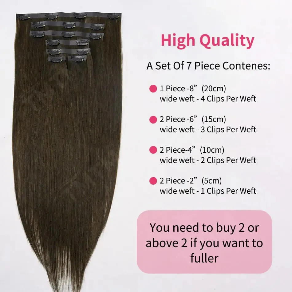 Invisible PU Weft Clip In Extension Human Hair 7Pcs 110g/set Clip Ins Human Hair Extensions 14-24Inch Silk Straight Clip On Hair