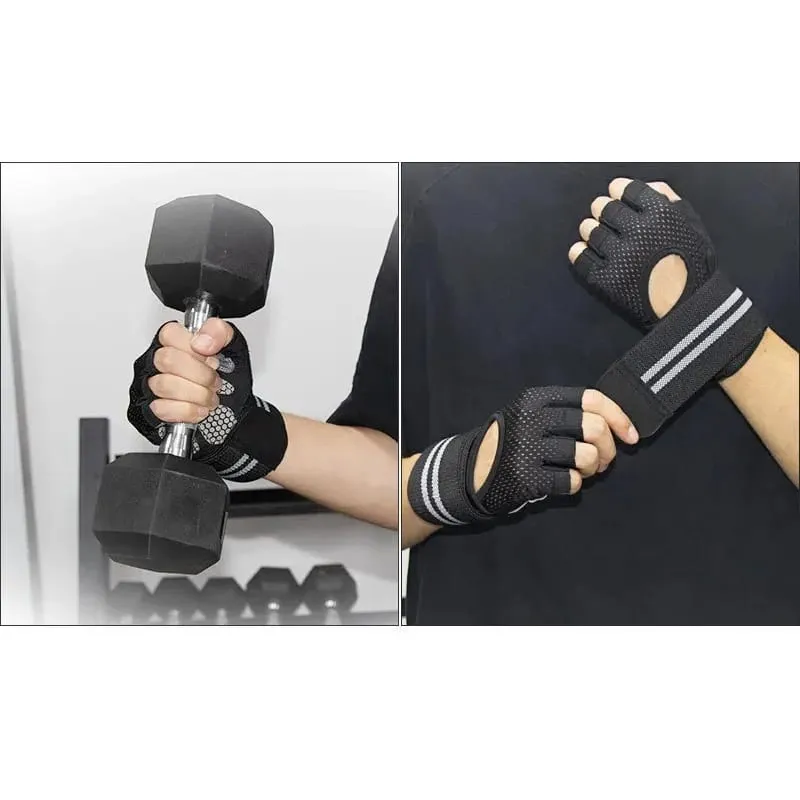 Anti-Slip Shock Åndbare Halvfinger Handsker Åndbare Cykelhandsker Fitness Gym Bodybuilding Crossfit Motion Sportshandsker — image 7