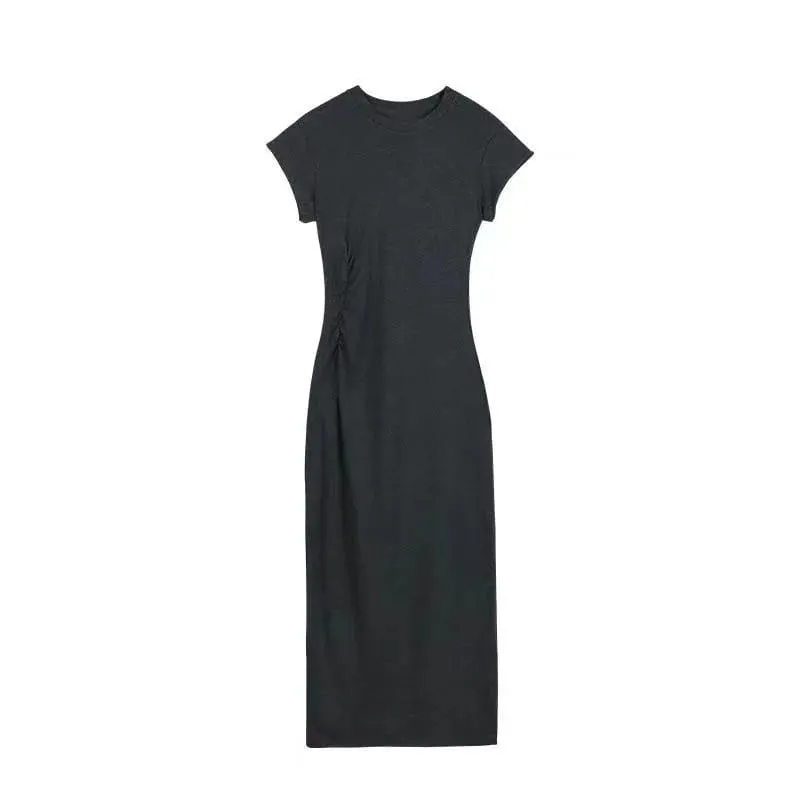 Coquette vestido midi slim fit, elegante, na altura do joelho, verão, outono, manga curta, meio da panturrilha, formato x, puro e sexy