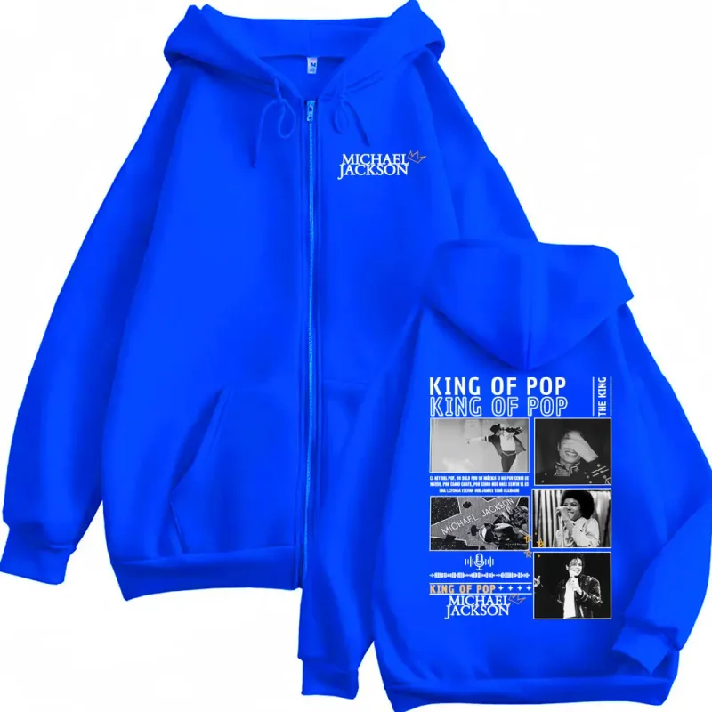 King of Pop Michael Jackson Tour Jacket Sweatshirt Coats Men's Fashion Hip Hop Punk Zipper Hooded Casual Zip Up Hoodies Pullover