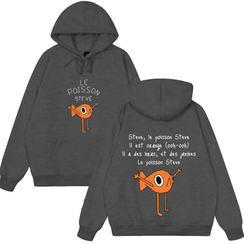 2025 Funny Fish Le Poisson Steve T Shirt Memes Cartoon Print Hoodies Spring Winter Style Fleece Hoodies Funny Couple Streetwears