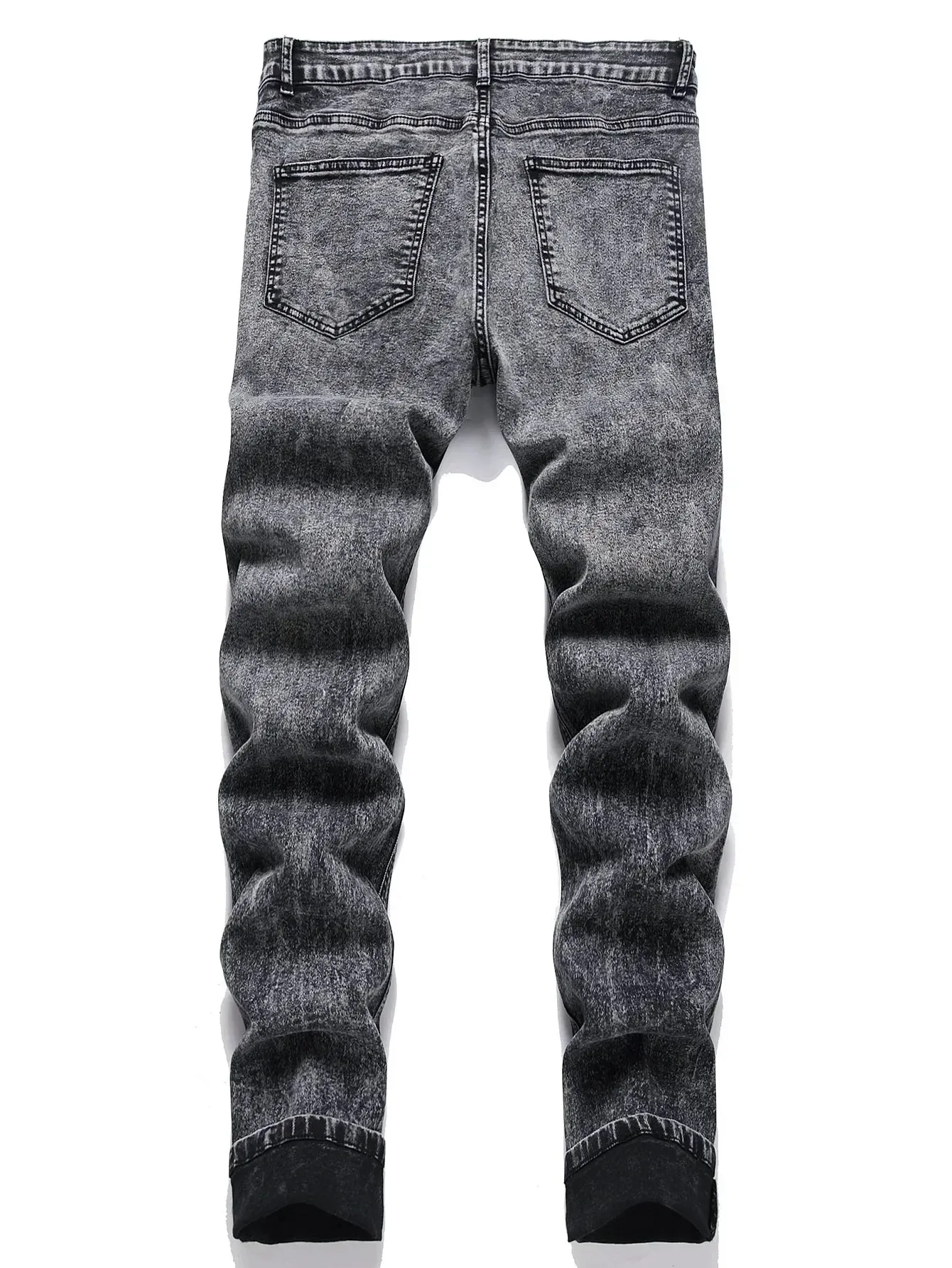 Men Stretch Jeans Pencil Pants Mid Waist Slim Fit Washed Denims Casual Vintage Distressed Basics Denim Ankle Length Trousers