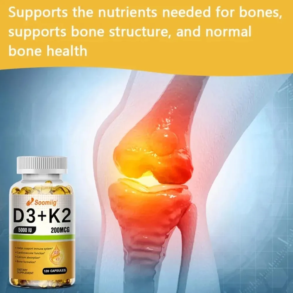 Vitamin D3 K2 - Vitamin D3 5000 Iu & K2 As MK-7 200 Mcg - with Magnesium Zinc Immune & Mood Support for Bone & Teeth Health