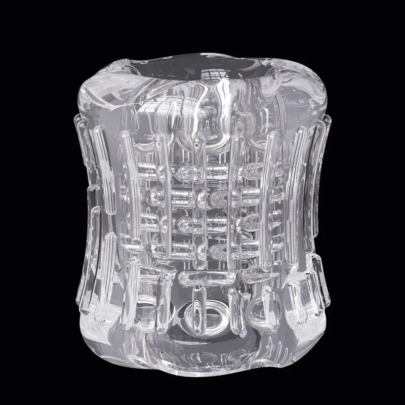 Reusable Male Masturbator Cup Male Masterburbatar Penis Sleeve Sex Toys Transparent Crystal Vagina Textured Tunnel Pocket Pussy