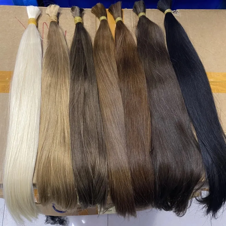Bulk hår 100 % äkta människohår maskintillverkat Virgin Remy rakt hår Bulk 18-30 tum 100 g Naturligt blont hårförlängning utan inslag