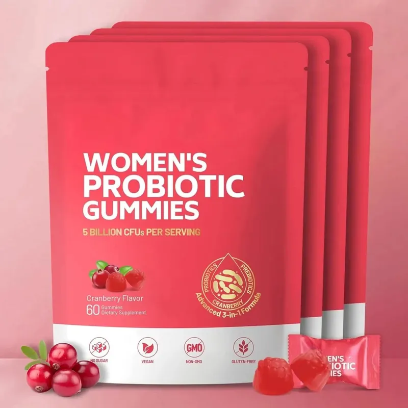 Women Probiotic Gummies with Prebiotic Fiber 5 Billion CFU Support Gut Digestive Balance Immune Defense Women PH Wellness 60 Ct