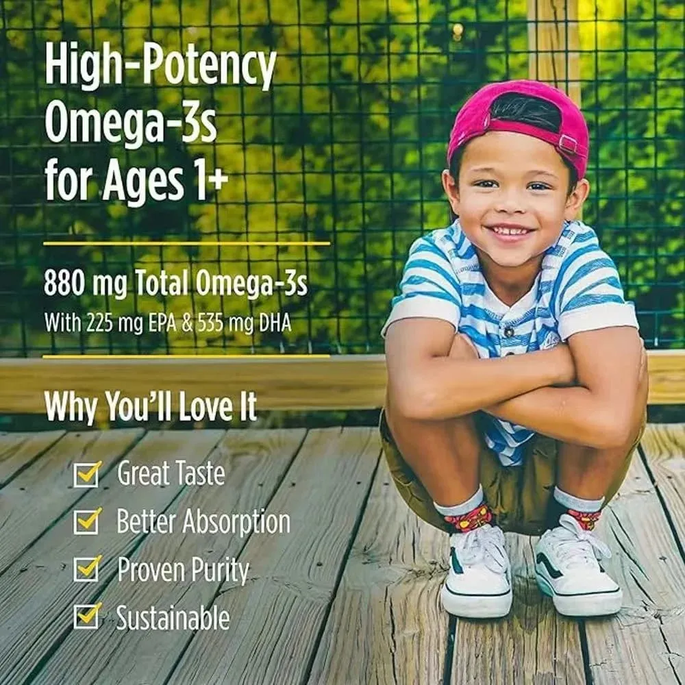 Kids DHA Omega 3 Fish Oil Liquid Berry Flavor Daily Nutrition Supplement Easy to Take Omega 3 Formula for Children 60ml