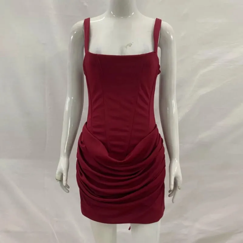 Giyu Sexy Club Party Mini Short Dresses 2026 Summer Sleeveless Backless Lace Up Bodycon Dress Fishbone Tunic Bandage Robe