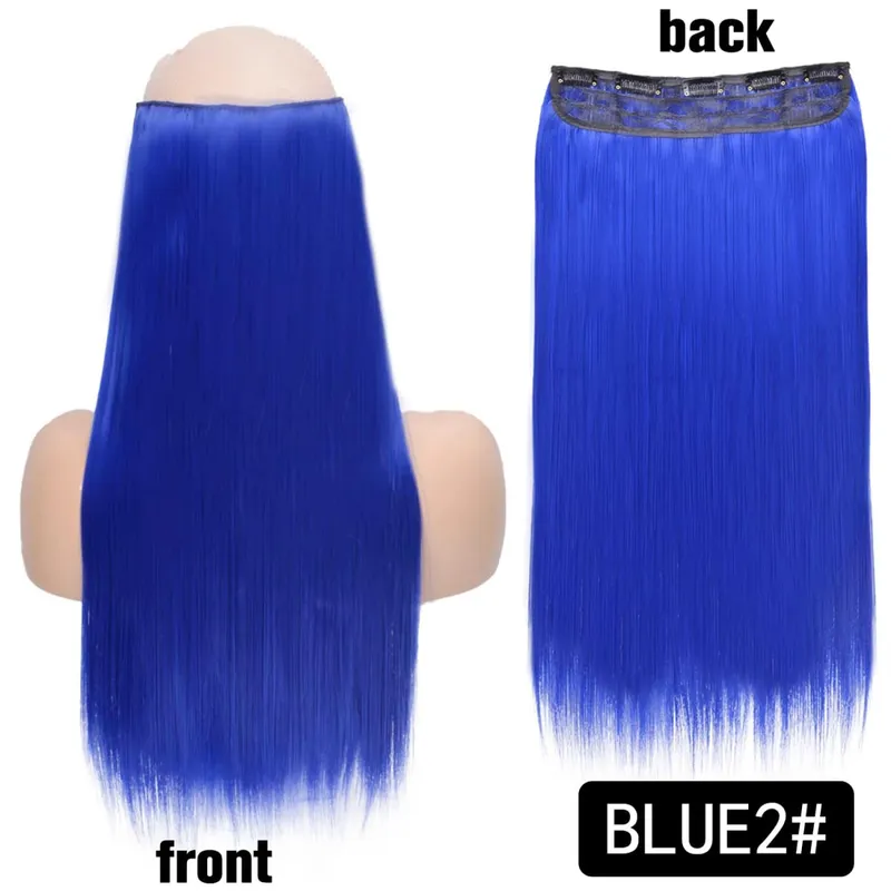 Longo reto encaracolado uma peça 5 clipes clip-in extensões 22 Polegada penteados resistentes ao calor cor mistura loira pedaço de cabelo para mulher