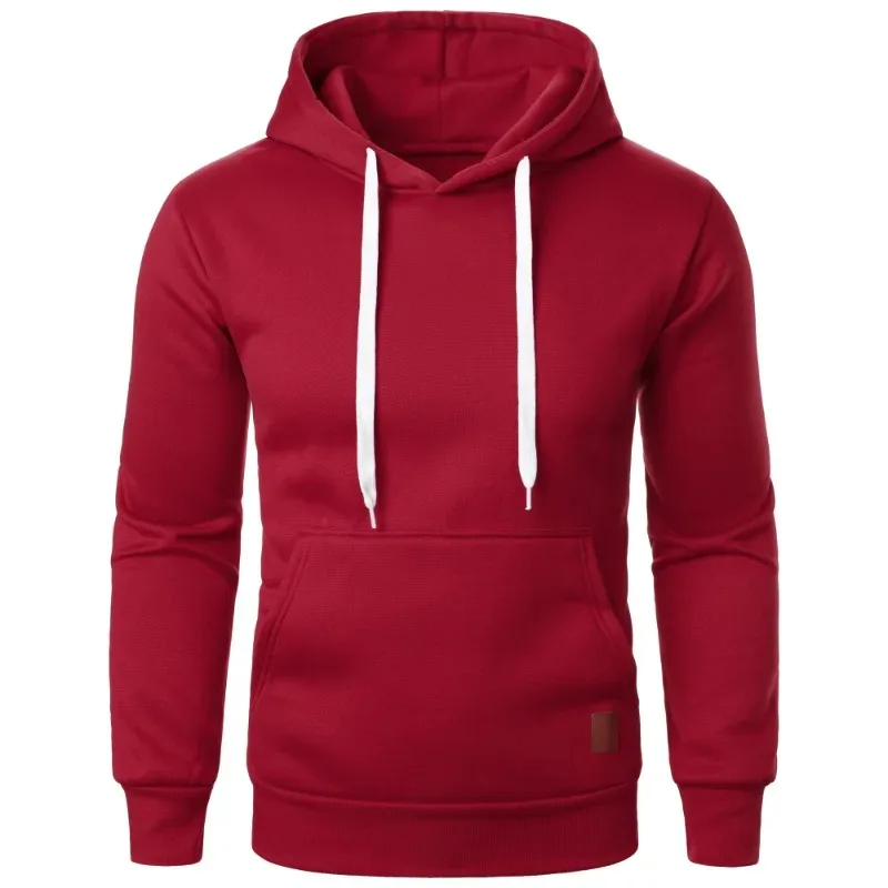 Sudaderas con capucha informales con cuello y cordón para hombre, camisas de manga larga, ropa de calle para exteriores, jersey ligero de Color sólido