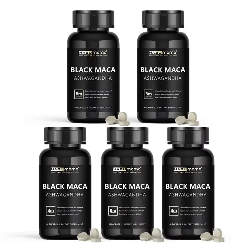 Organic Black Maca Root + Ashwagandha Extract Supplement for Women & Men Erect Energy Endurance - Vegan Pills
