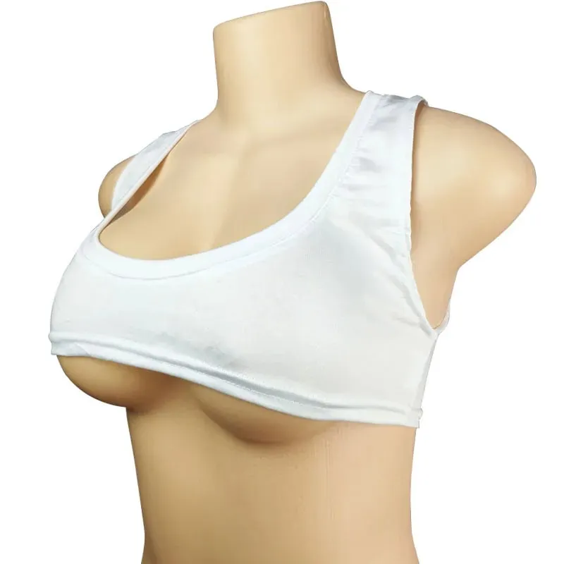 Y2k Europese en Amerikaanse ultrakorte mouwloze vest met lage ronde hals, T-shirt met sexy borstomhulsel en zichtbaar navelvest