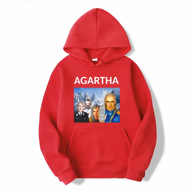 HollowEarth Agartha Meme Graphic Sweatshirt Men Women Hip Hop Vintage Style Hoodies Oversized Long Sleeve Comfort Loose Pullover