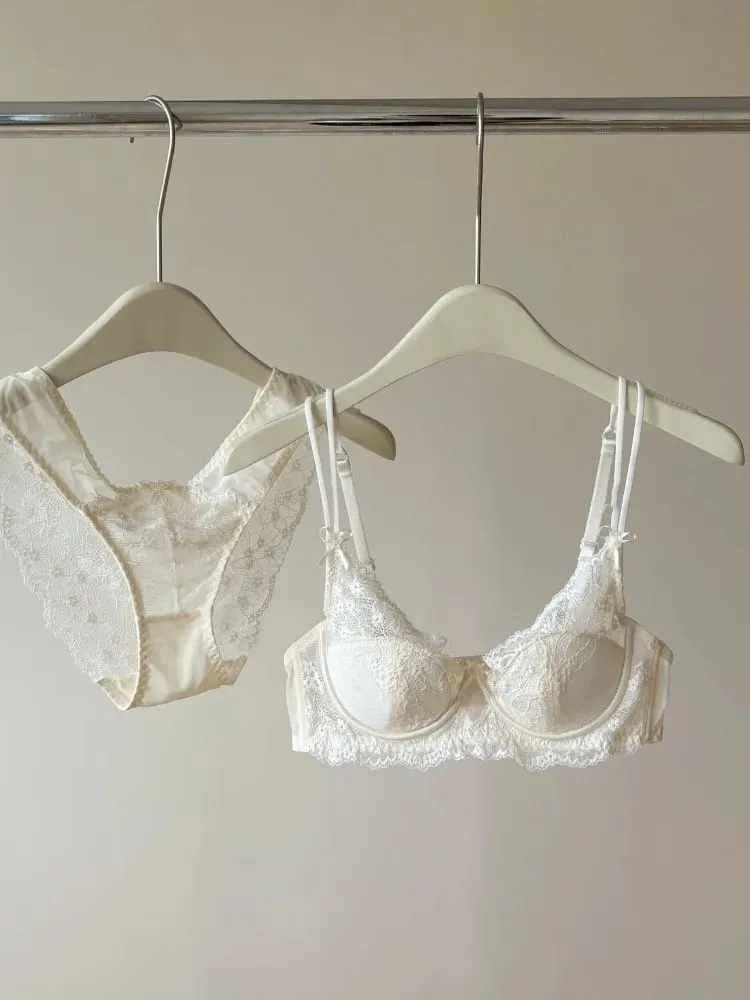 Franse stijl dames minimizer bh sexy lingerieset grote borstondersteuning halve cup zachte beugel anti-verslapping comfort dunne bh's