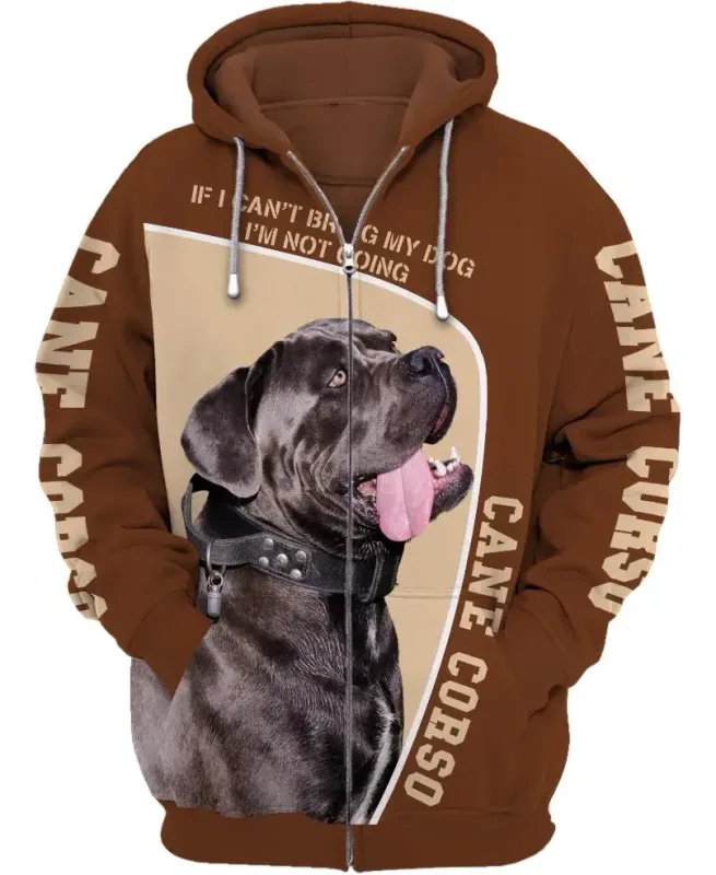 New Cane Corso Dog 3D Print Zipper Hoodies Streetwear Men Women Casual Hooded Sweatshirts Oversized Tracksuit Coat Man Clothing