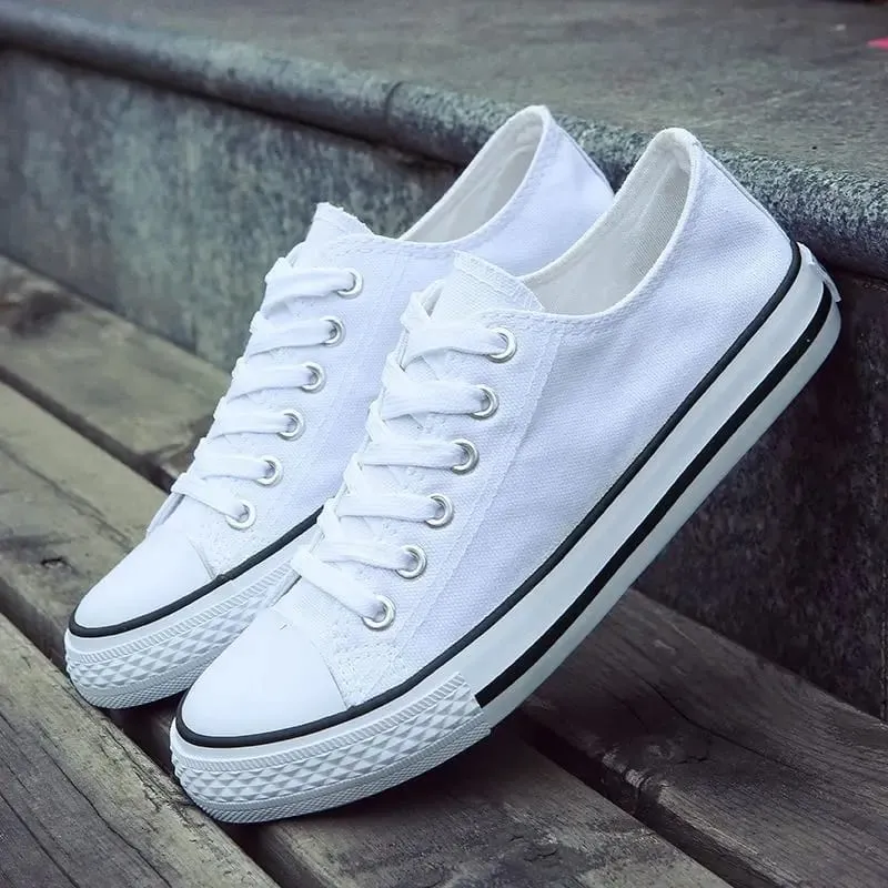 Men's Canvas Shoes Breathable Casual Sneakers Korean Style Versatile Student Flat Heel Low Cut Durable TPR Outsole Fashionable