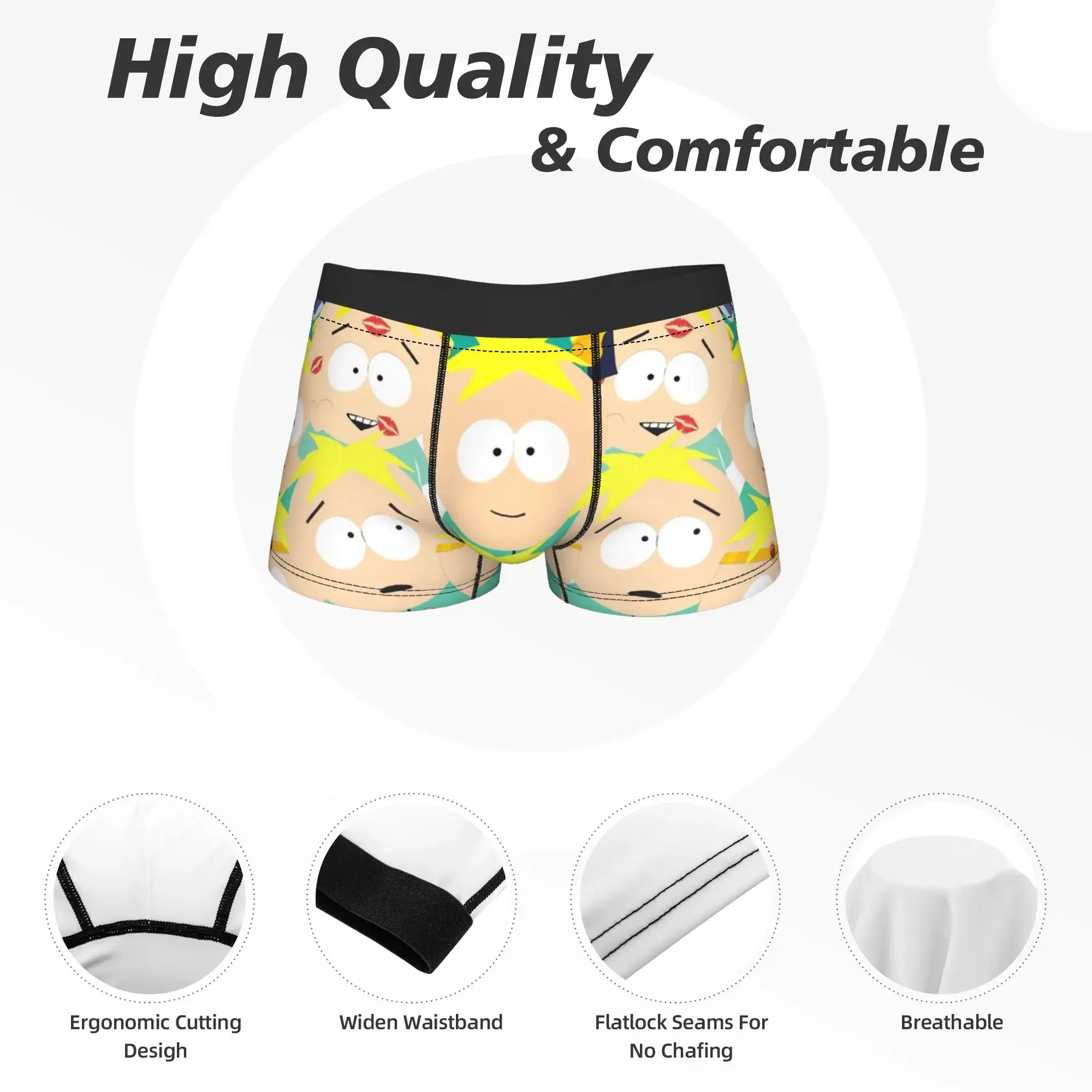Men South Cartoon Park Butters Stotch Collage Long Underwear Hot Boxer Briefs Shorts Panties Male Soft Underpants M-XXL