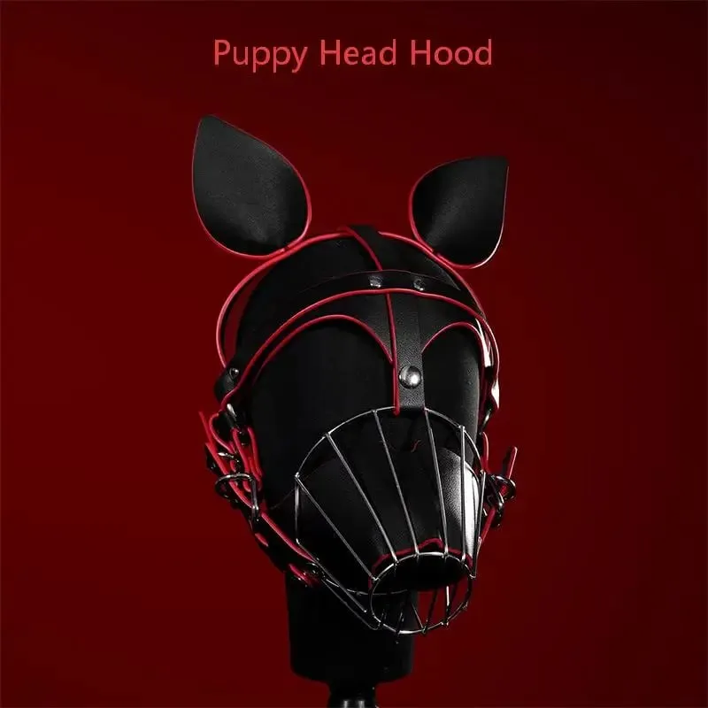 Adult Games Puppy Role Play Kits with Fetish Puppy Hood Mask Binding Gloves Boots Protectors for Couple Crawling SM Sex Toys 18+