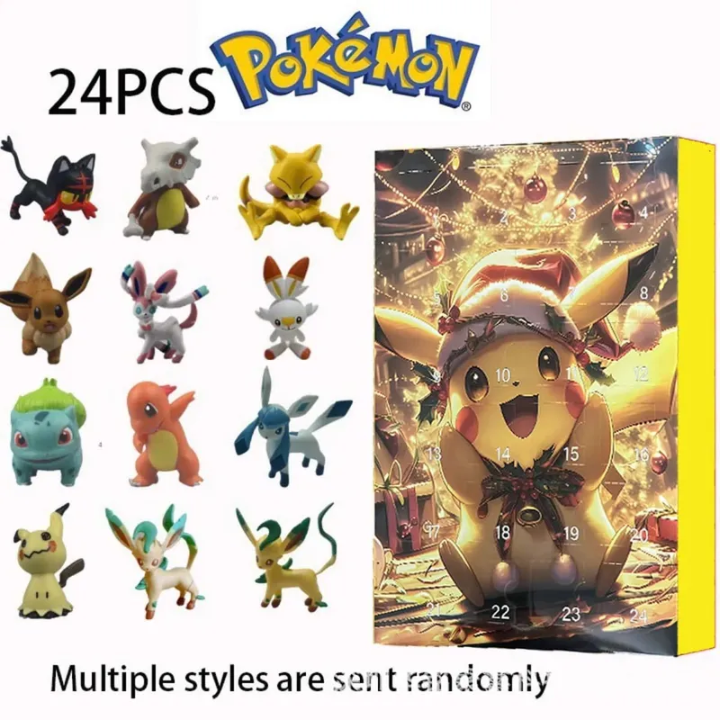 24 Cái/bộ Pokemon Giáng Sinh Ra Đời Lịch Dễ Thương Pikachu Charizard PVC Nhỏ Anime Hình Bất Ngờ Hộp Sinh Nhật Quà Tặng Halloween