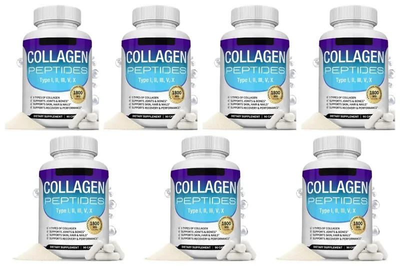 Collagen Peptides Capsules with 5 Types of Collagen for Joints Bones Skin Hair & Nails Wellness Support Adults 90 Capsules