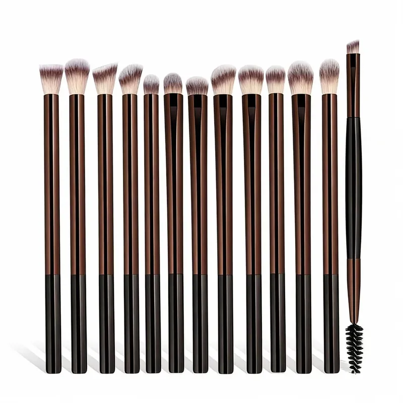 14-Piece Silver Professional Makeup Brush Set | Includes 2 Plush Velvet Puffs + 2 Blending Sponges | Vegan Cruelty-Free Brush Co