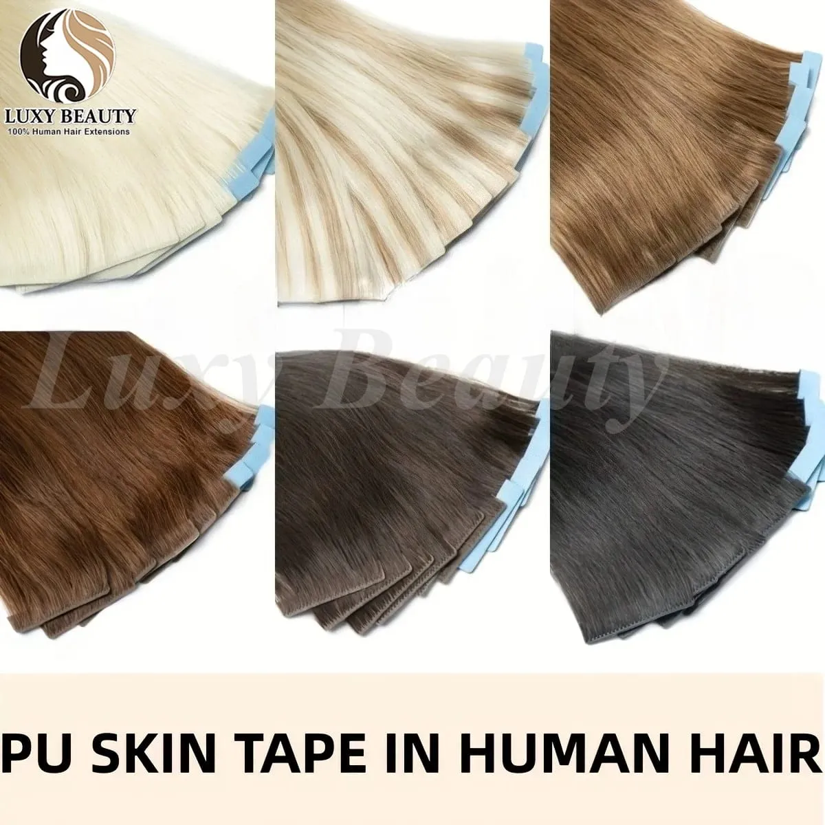 Invisible Tape In Hair Extensions Human Hair Double Side Injected PU Tape Hair Extensions Black Brown Blonde Tape Ins Hair 10pcs