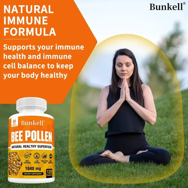 Bipollentilskud 100 % naturligt rå bipollen Vegetarkapsler Probiotisk Superfood Fordøjelse Immunstøtte og energi